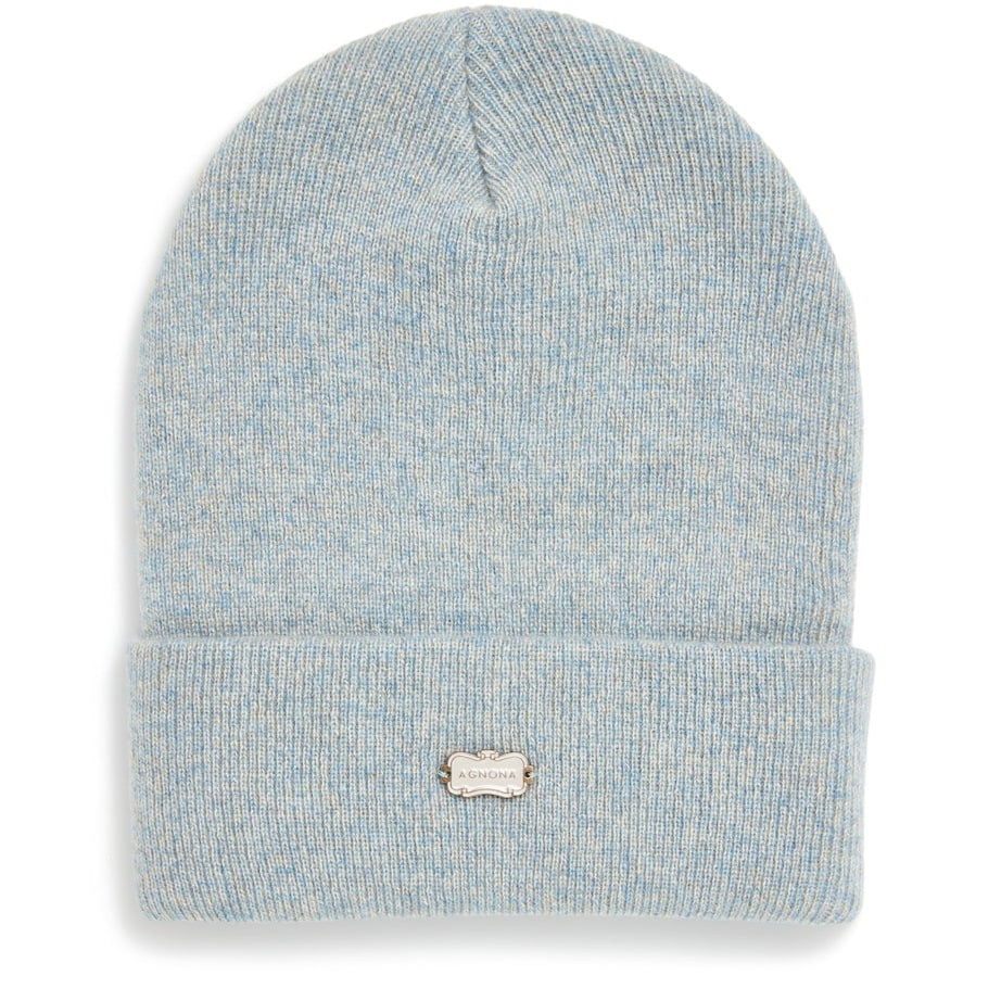 Agnona Blue Cashmere Logo-Plaque Beanie