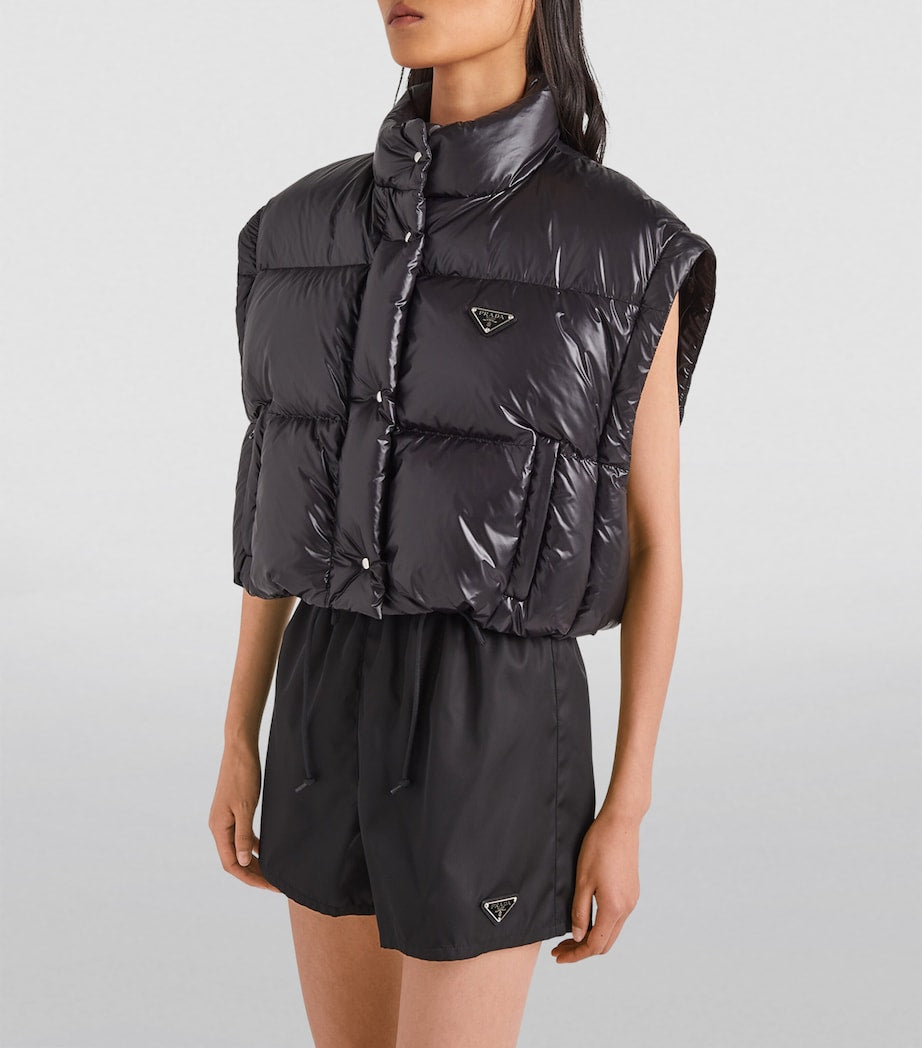 Prada Black Crop Re-Nylon Puffer Jacket