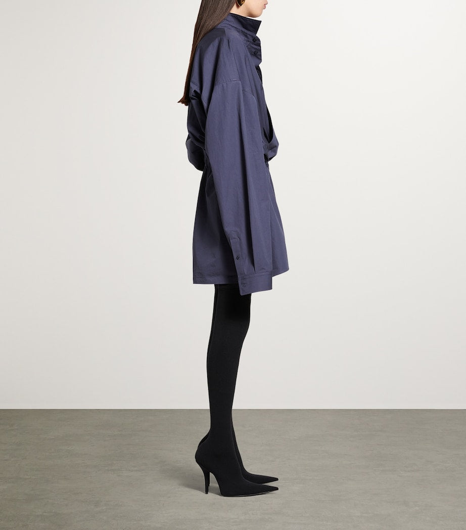 Balenciaga Blue Cotton Mini Shirt Dress