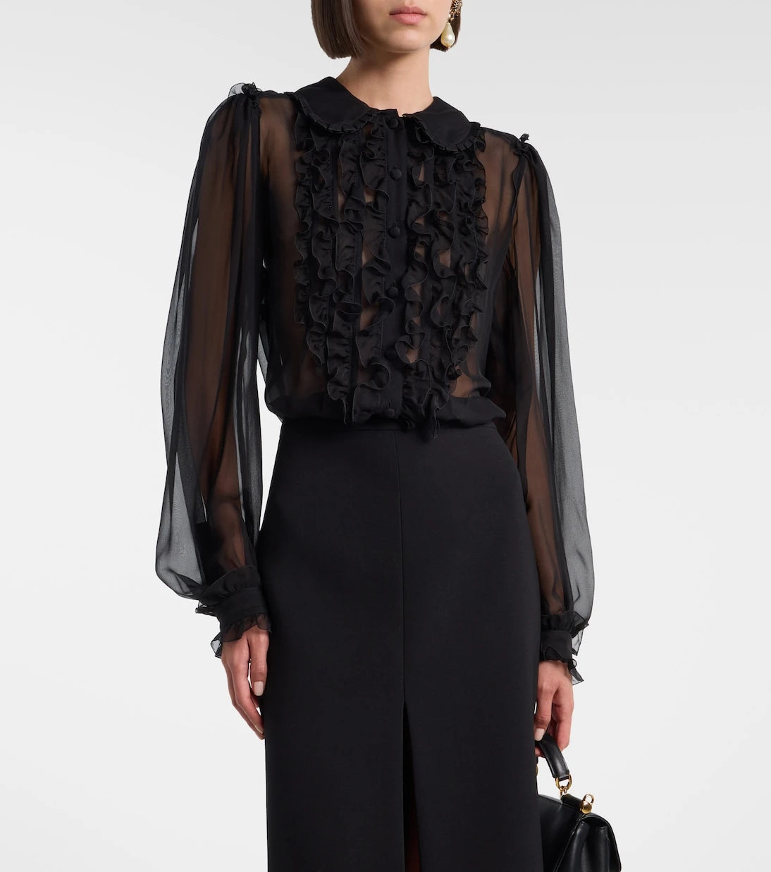 Dolce&Gabbana - Ruffled sheer silk blouse