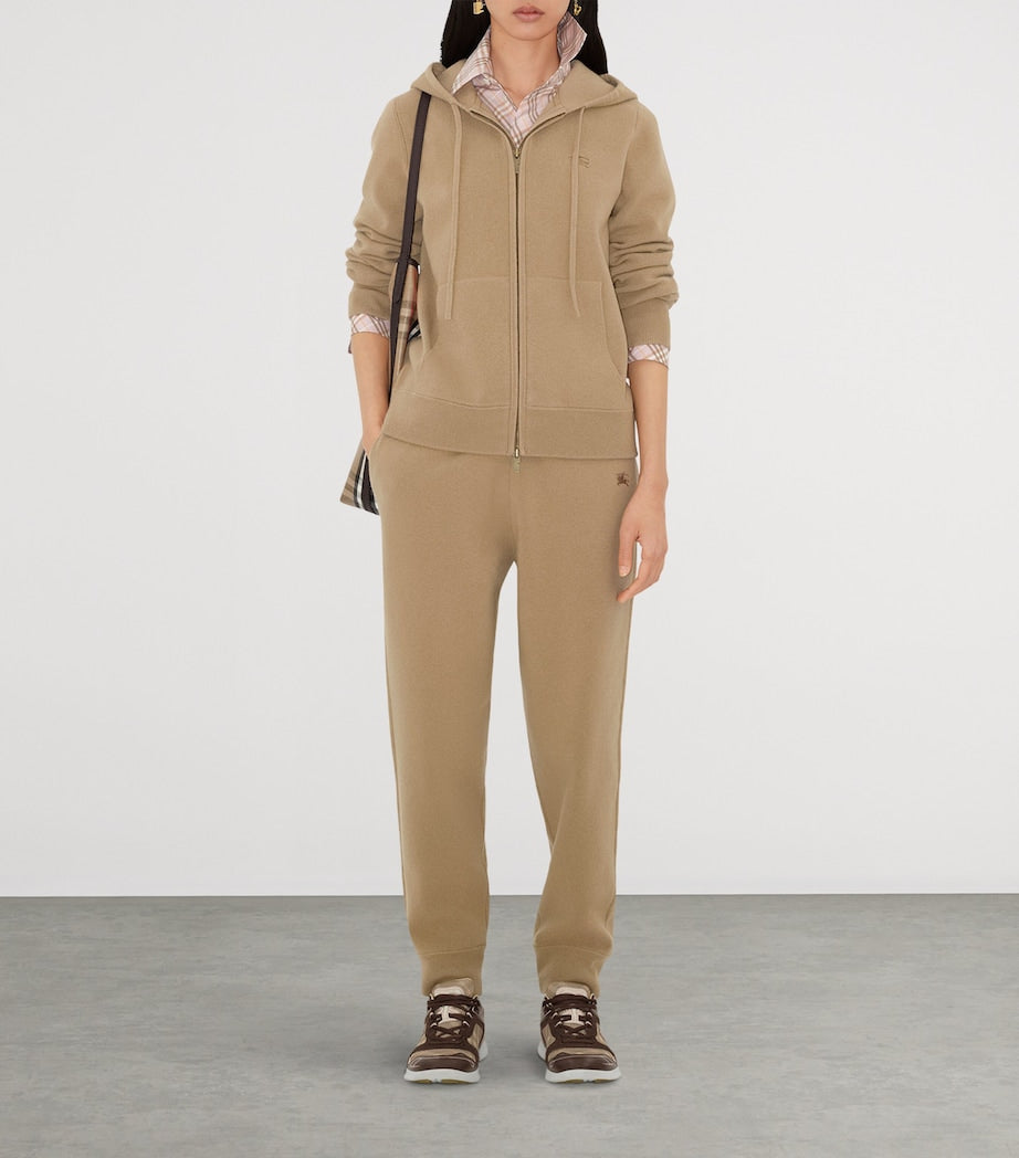 Burberry Beige Cashmere-Blend Zip-Up Hoodie
