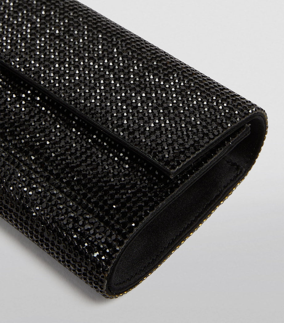 Satin Crystal-Embellished Perry Clutch Bag