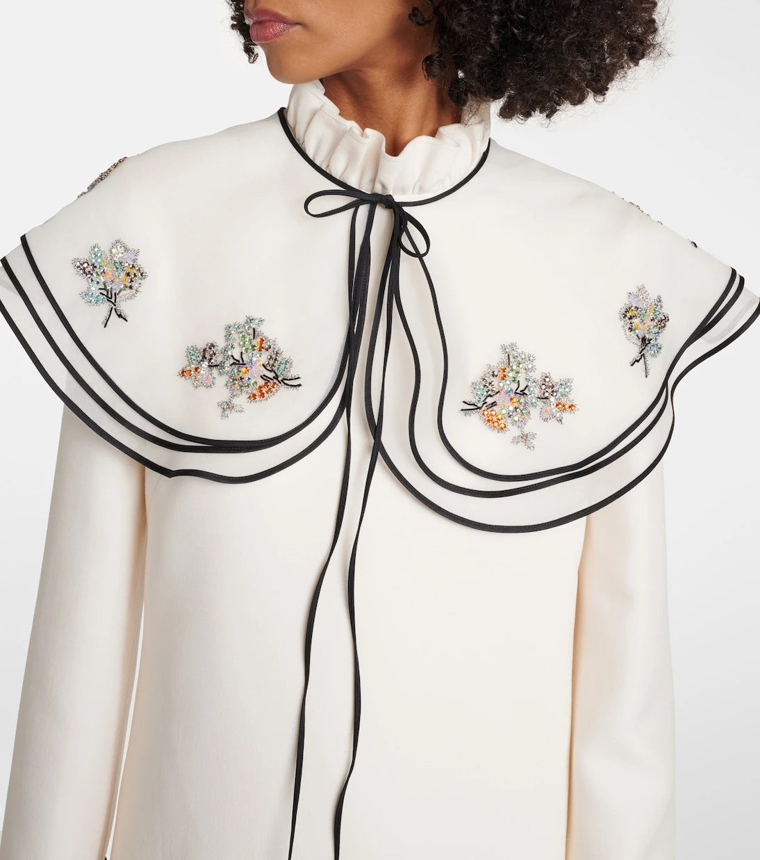 Valentino - Crepe Couture embroidered minidress