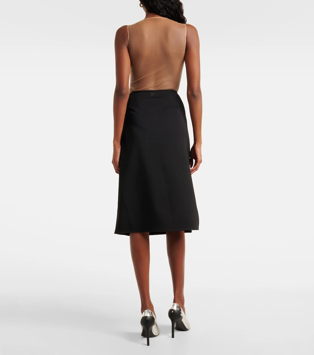 Courrèges - Wool-blend midi skirt