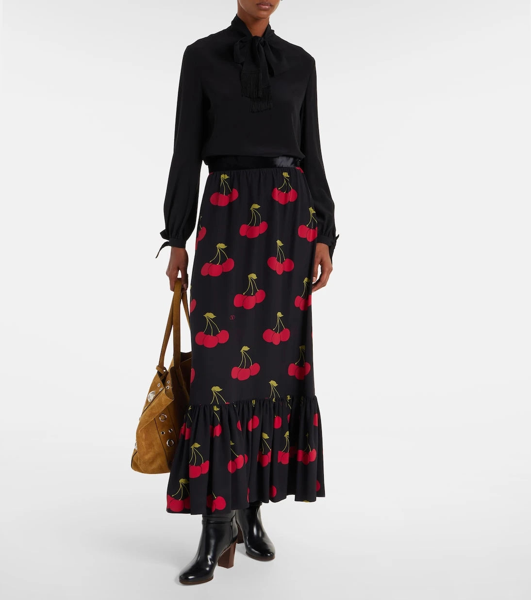Valentino - Printed silk maxi skirt