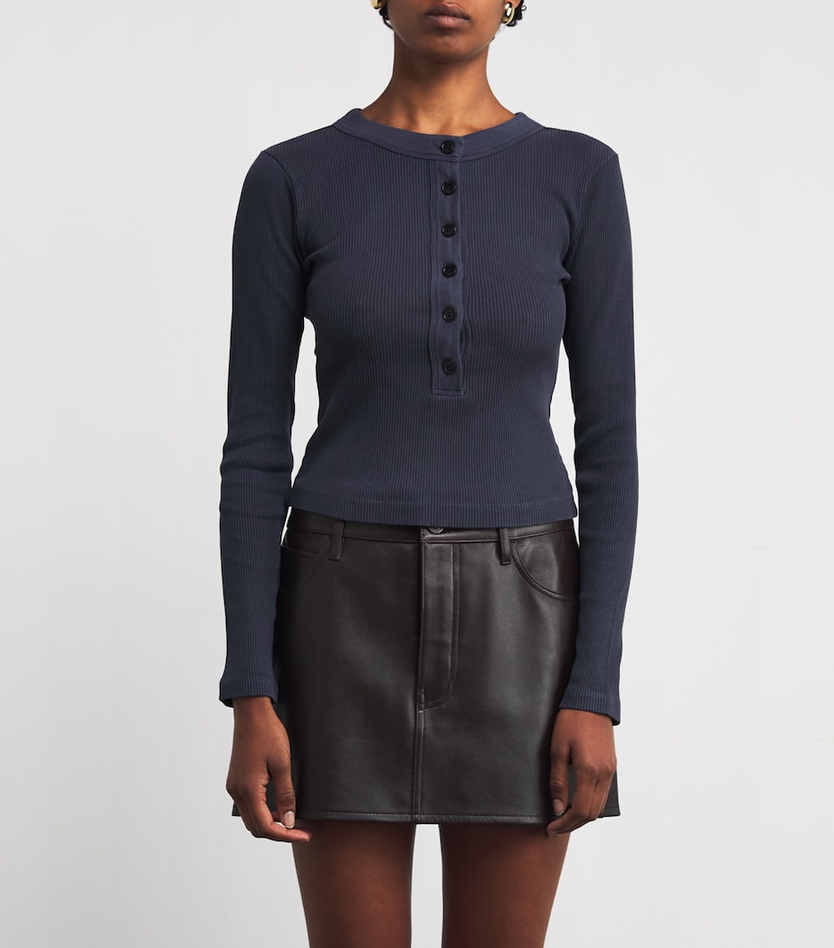 Cotton-Blend Varra Henley Top MINERAL NAVY