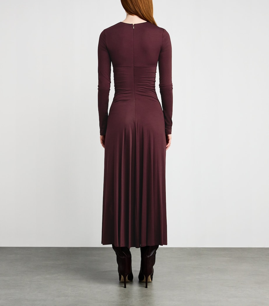 Max Mara Red Jersey Ruched Maxi Dress