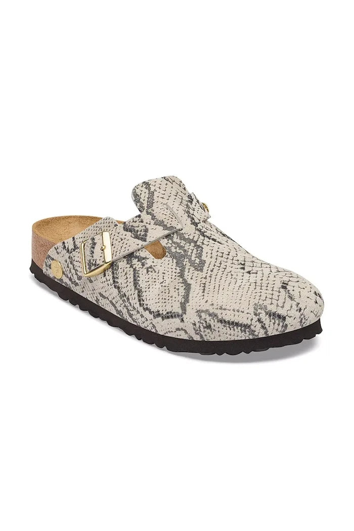 Birkenstock Kadın Süet Terlik Sabot Boston Rivet Logo Suede Leather Snake