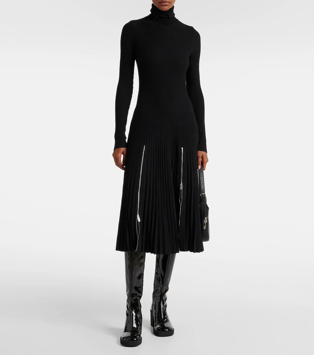 Burberry - فستان ميدي بليسيه من الجيرسيه
