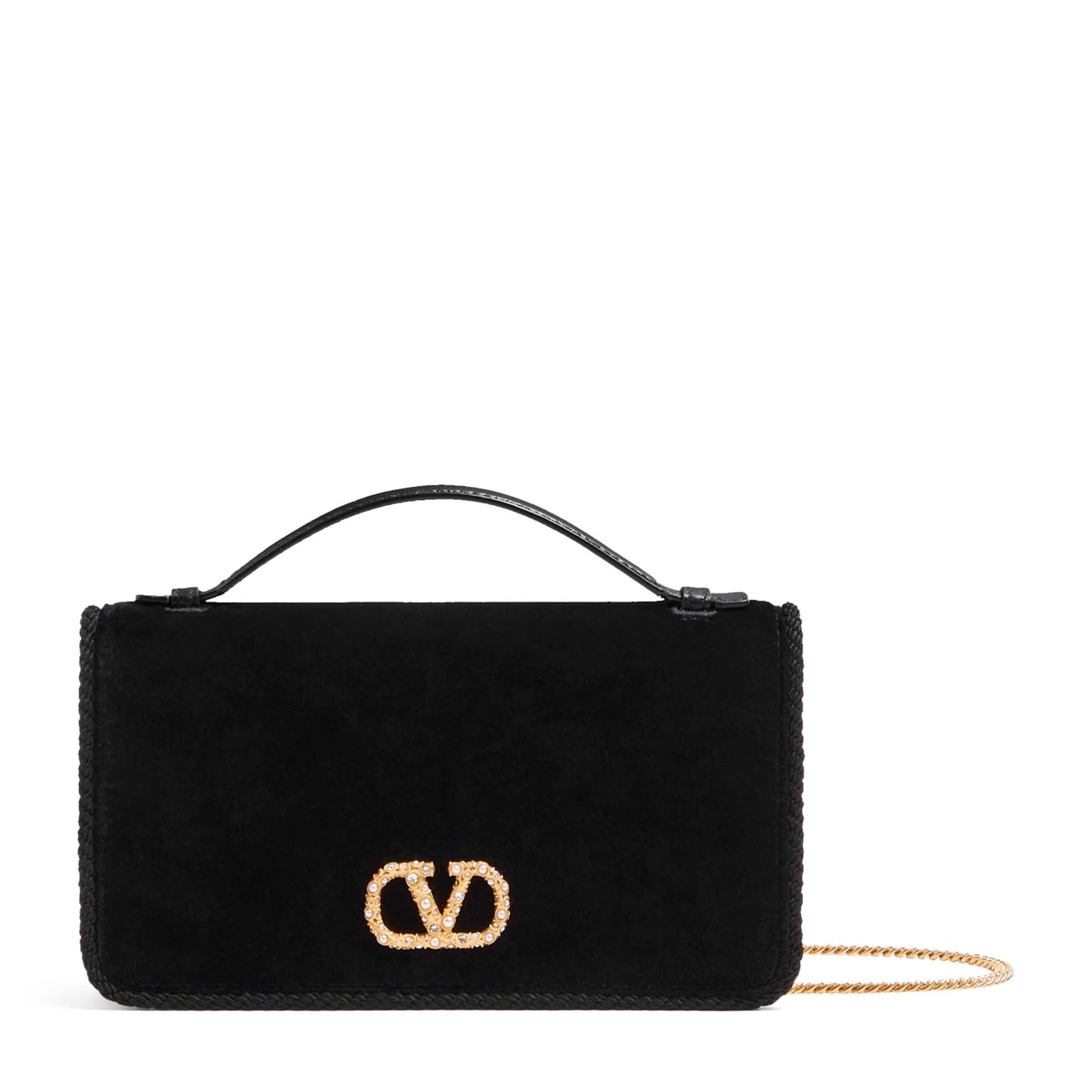Valentino Garavani Black VLogo Signature Wallet with Strap