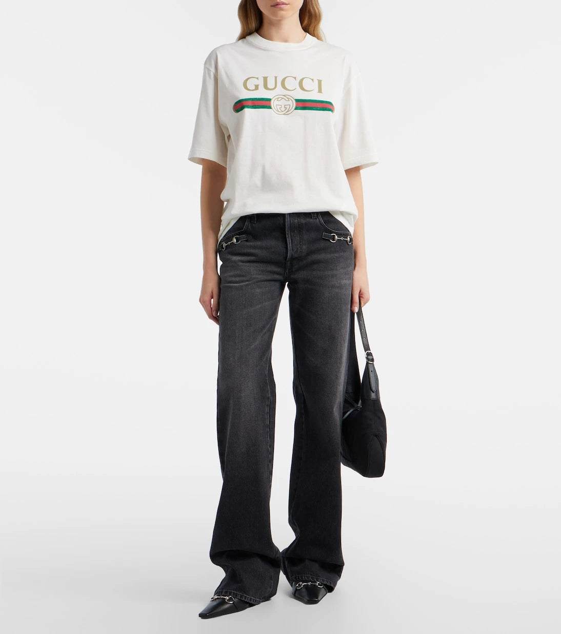 Gucci - Logo cotton jersey and silk T-shirt