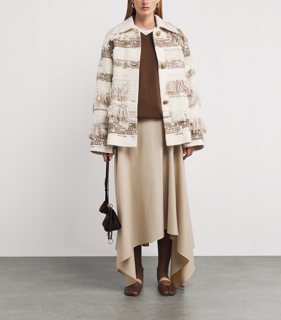 Wool Asymmetric Handkerchief Midi Skirt