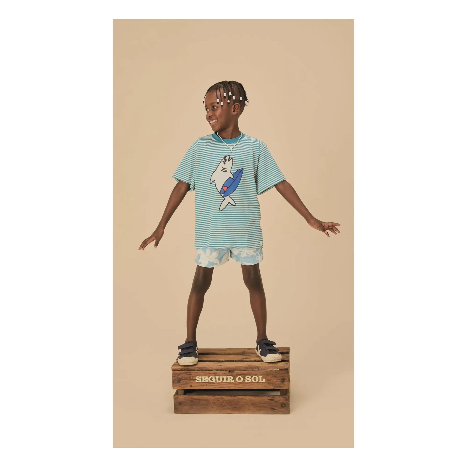 Fabula - Striped Shark T-shirt | Blue