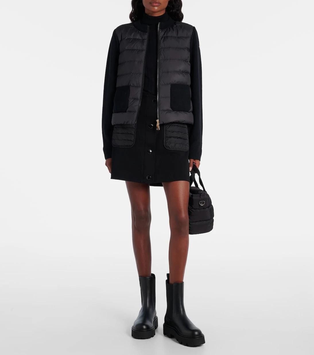 Moncler - Down-paneled virgin wool cardigan