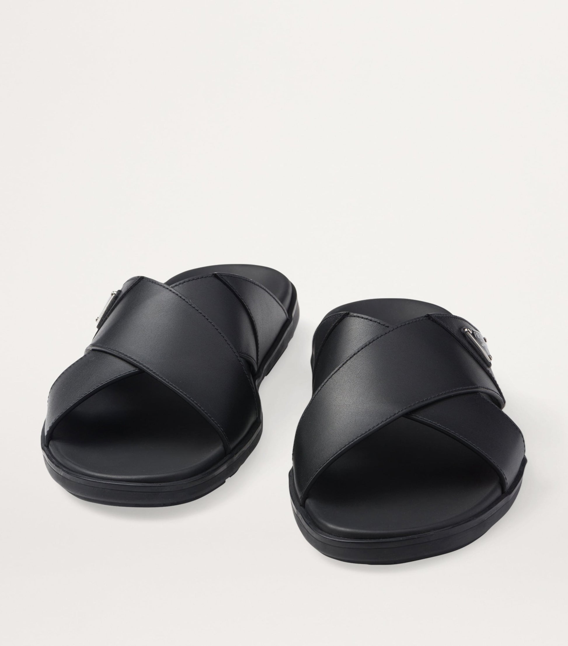 Prada Leather Crossover Sandals