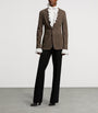 Ralph Lauren Collection Brown Wool Tick-Weave Jersey Hailey Blazer