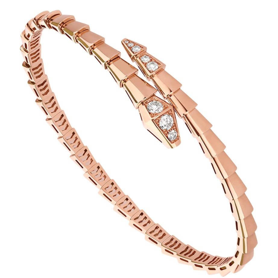 Medium Rose Gold and Diamond Serpenti Viper Bracelet