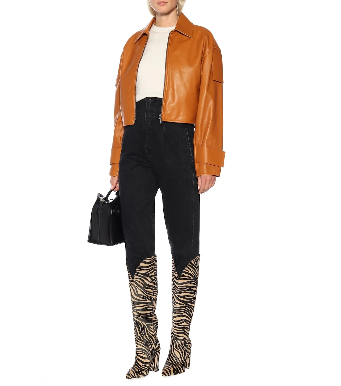 Paris Texas - Zebra-print calf hair knee-high boots