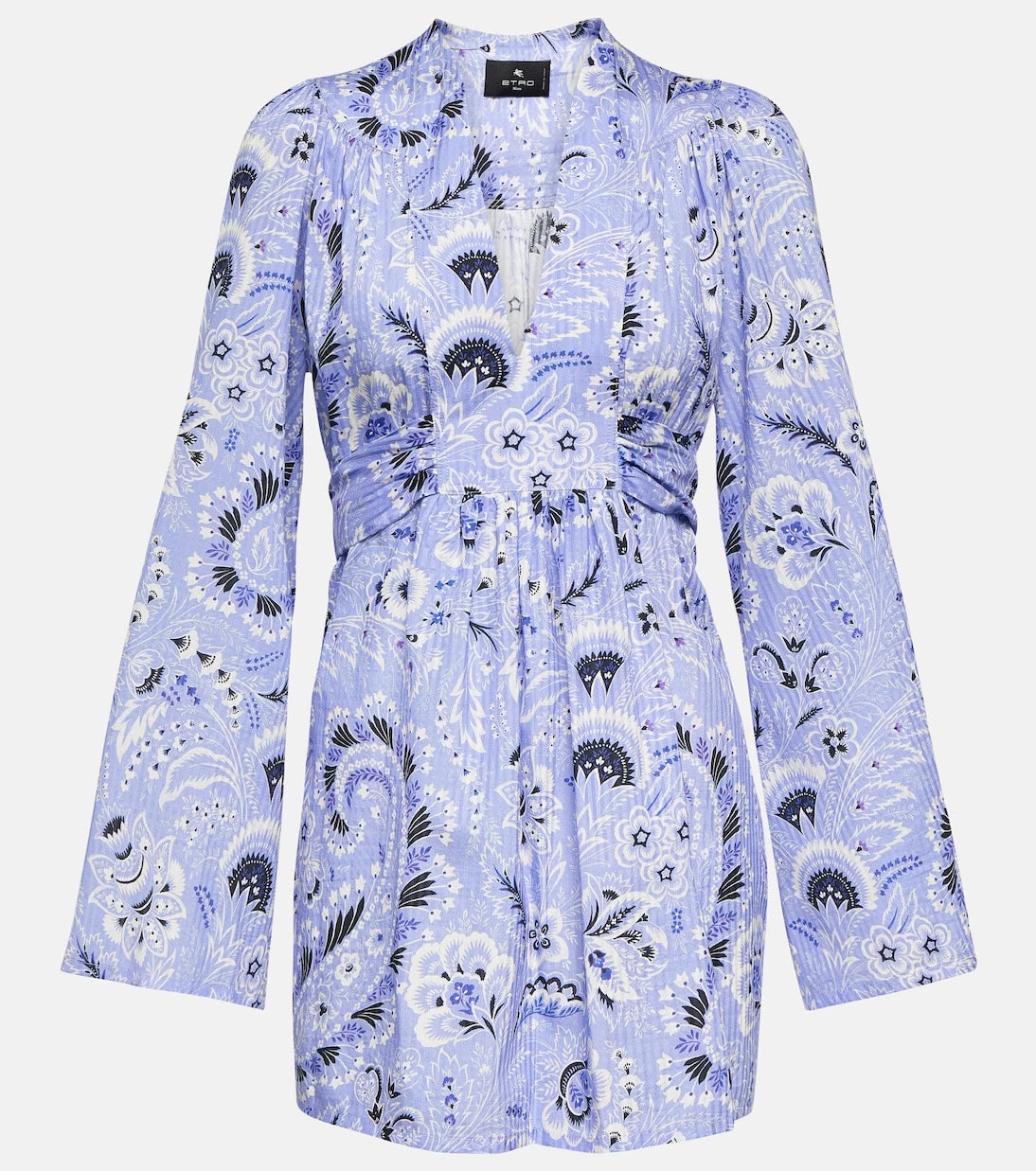 Etro - V-neck printed cotton-blend minidress