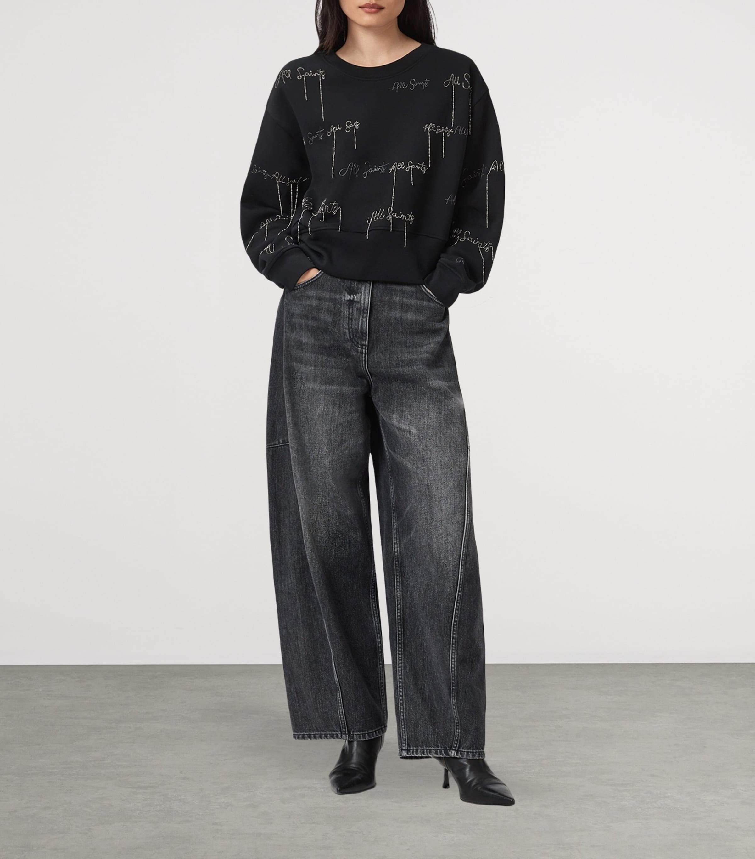 Black Embellished Separo Sweatshirt