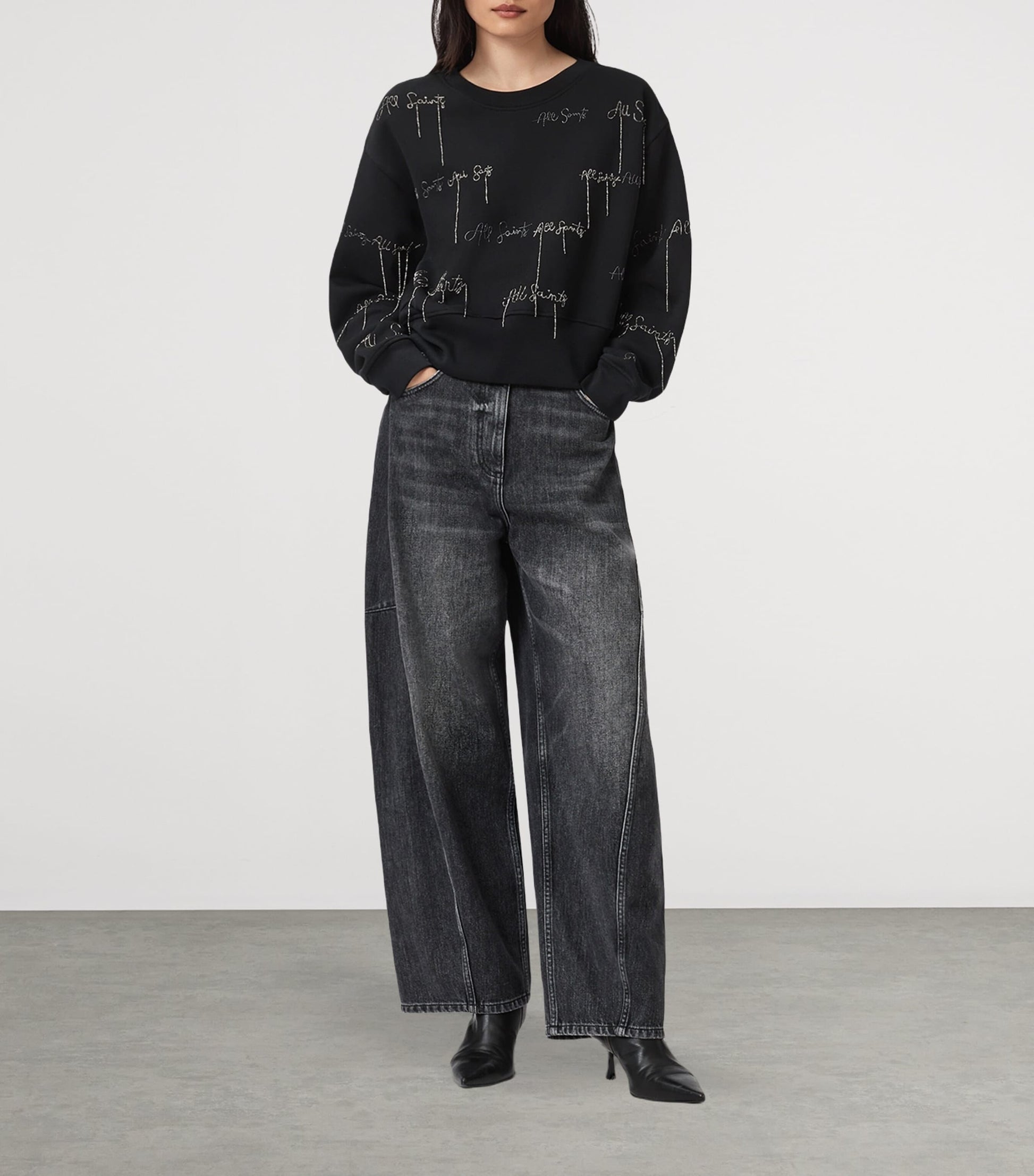 Black Embellished Separo Sweatshirt