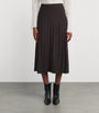 STAUD Brown Ribbed Lena Midi Skirt