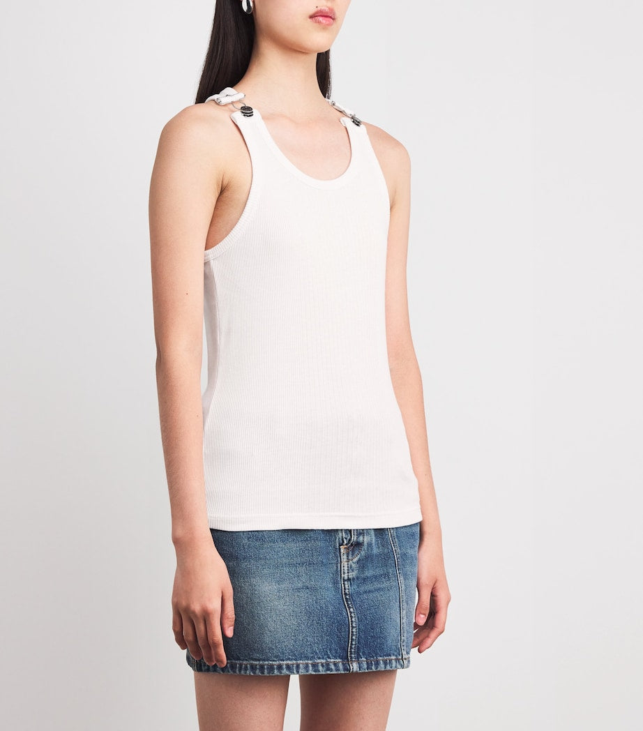 Jean Paul Gaultier White Cotton Buckle-Detail Tank Top