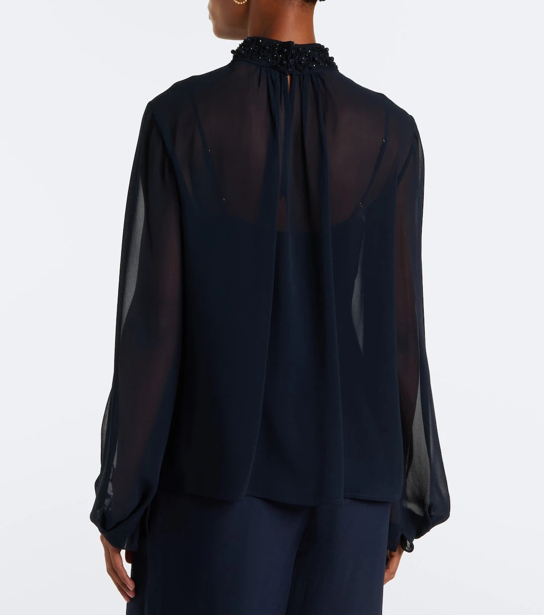 Max Mara - Embellished sheer blouse