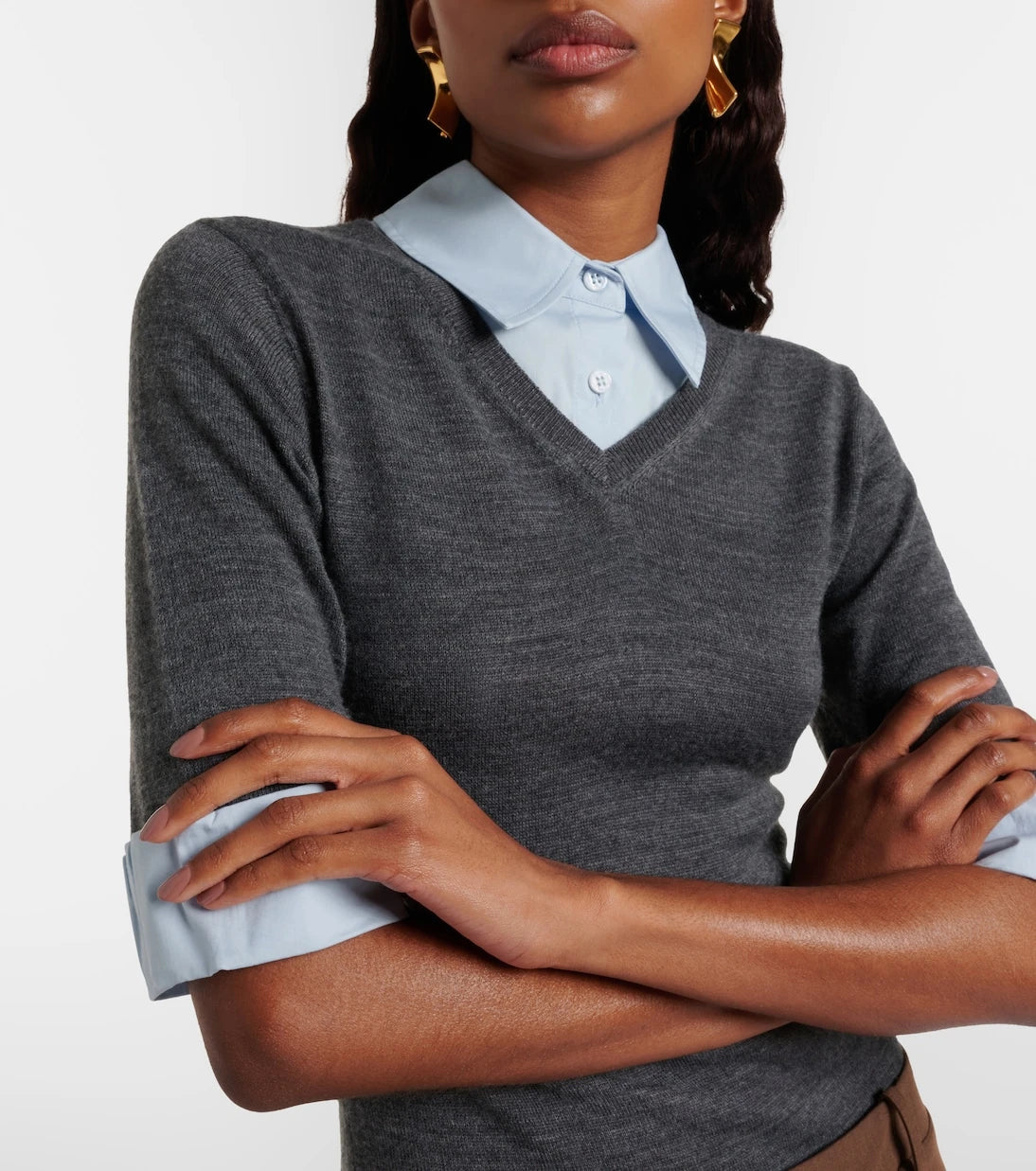 Staud - Layered wool-blend midi dress