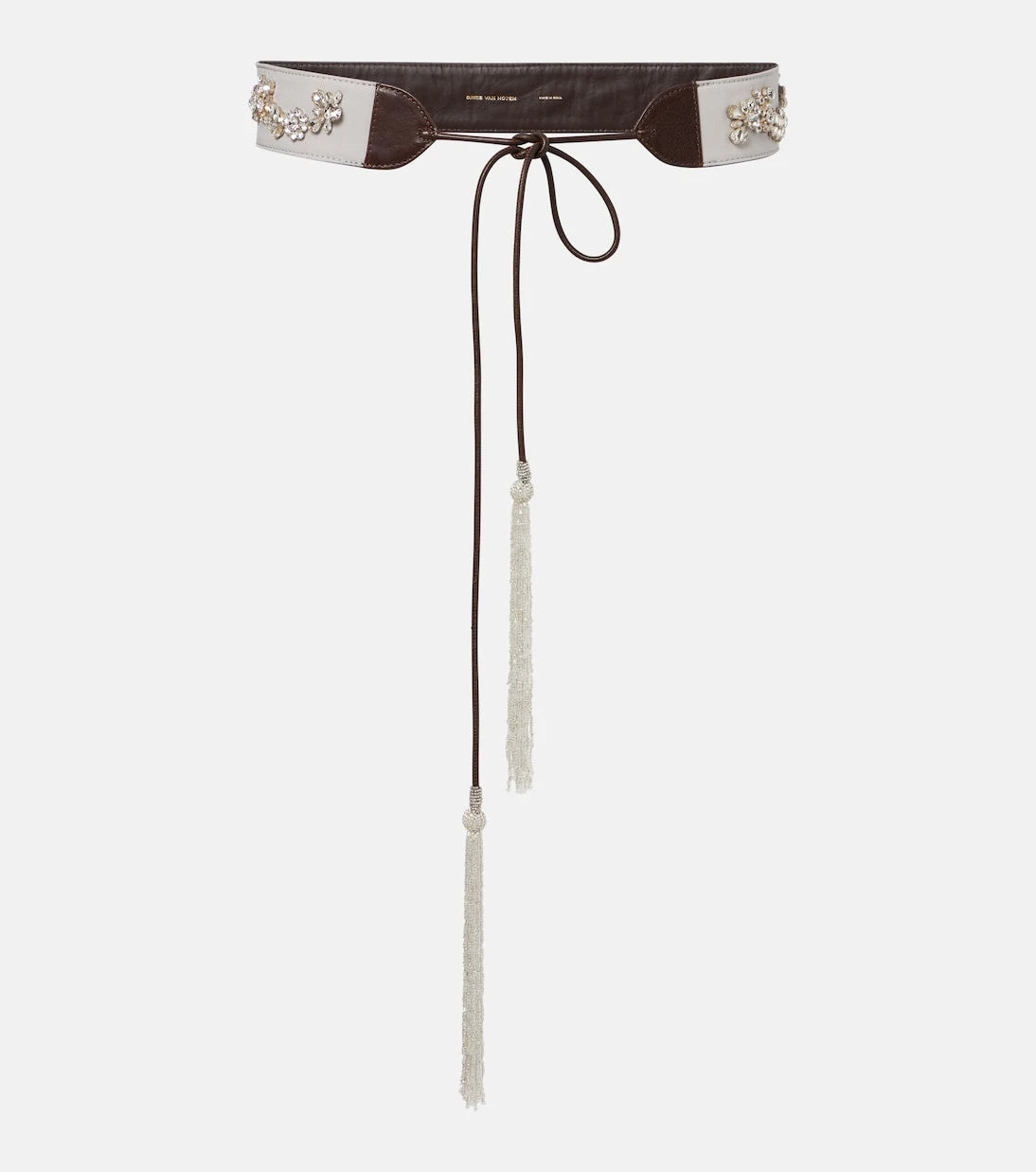 Dries Van Noten - Embellished leather-trimmed cotton belt