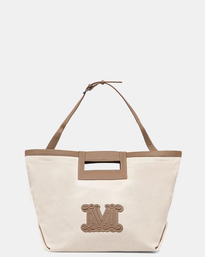 Max Mara Beachwear Плажна чанта дамска от памук ECRU