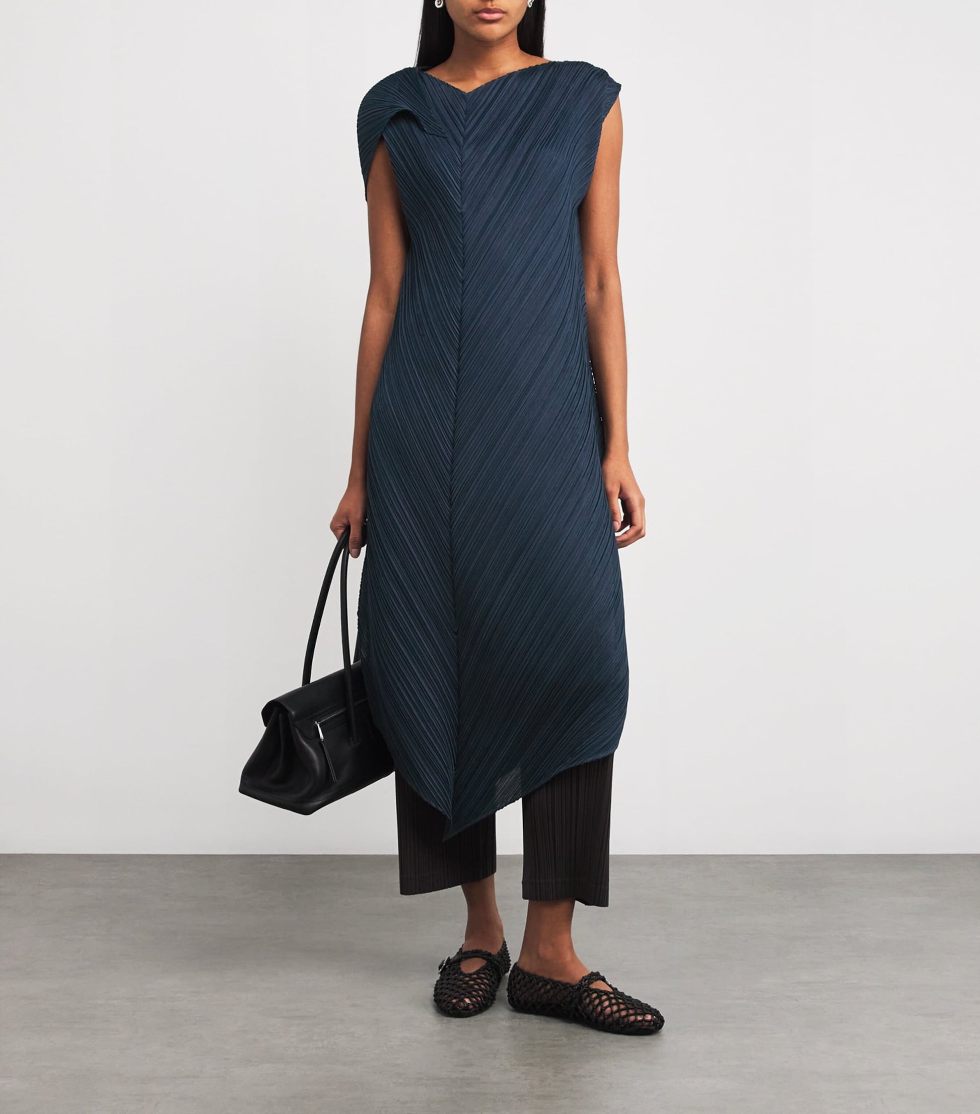 Pleats Please Issey Miyake Blue Flare Midi Dress