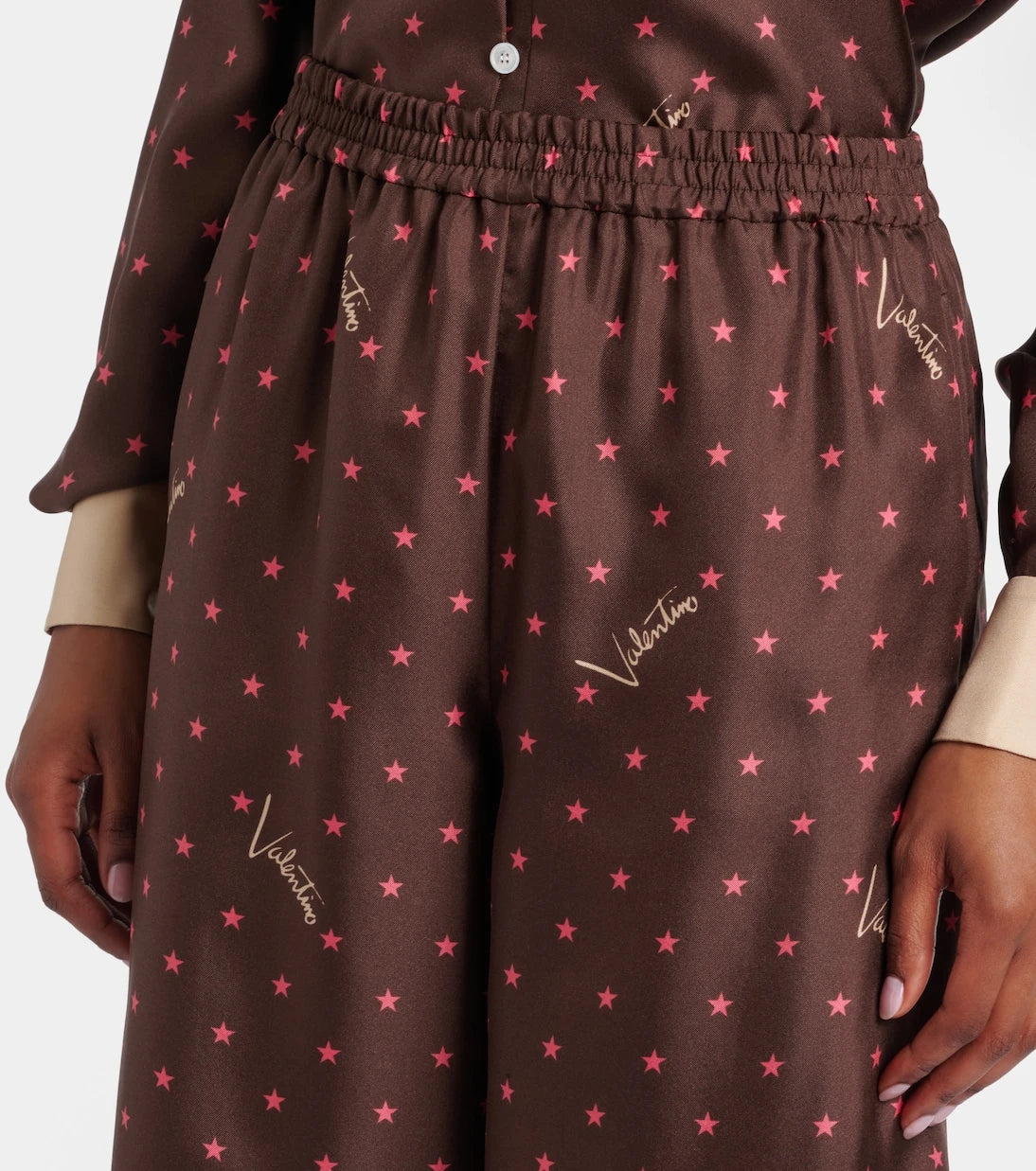 Valentino - Printed silk twill palazzo pants