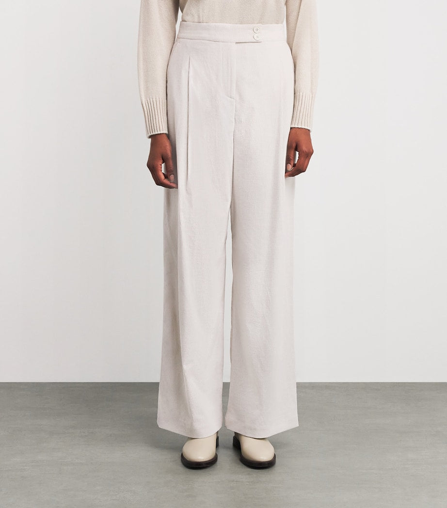 Eleventy White Cotton-Blend Corduroy Trousers