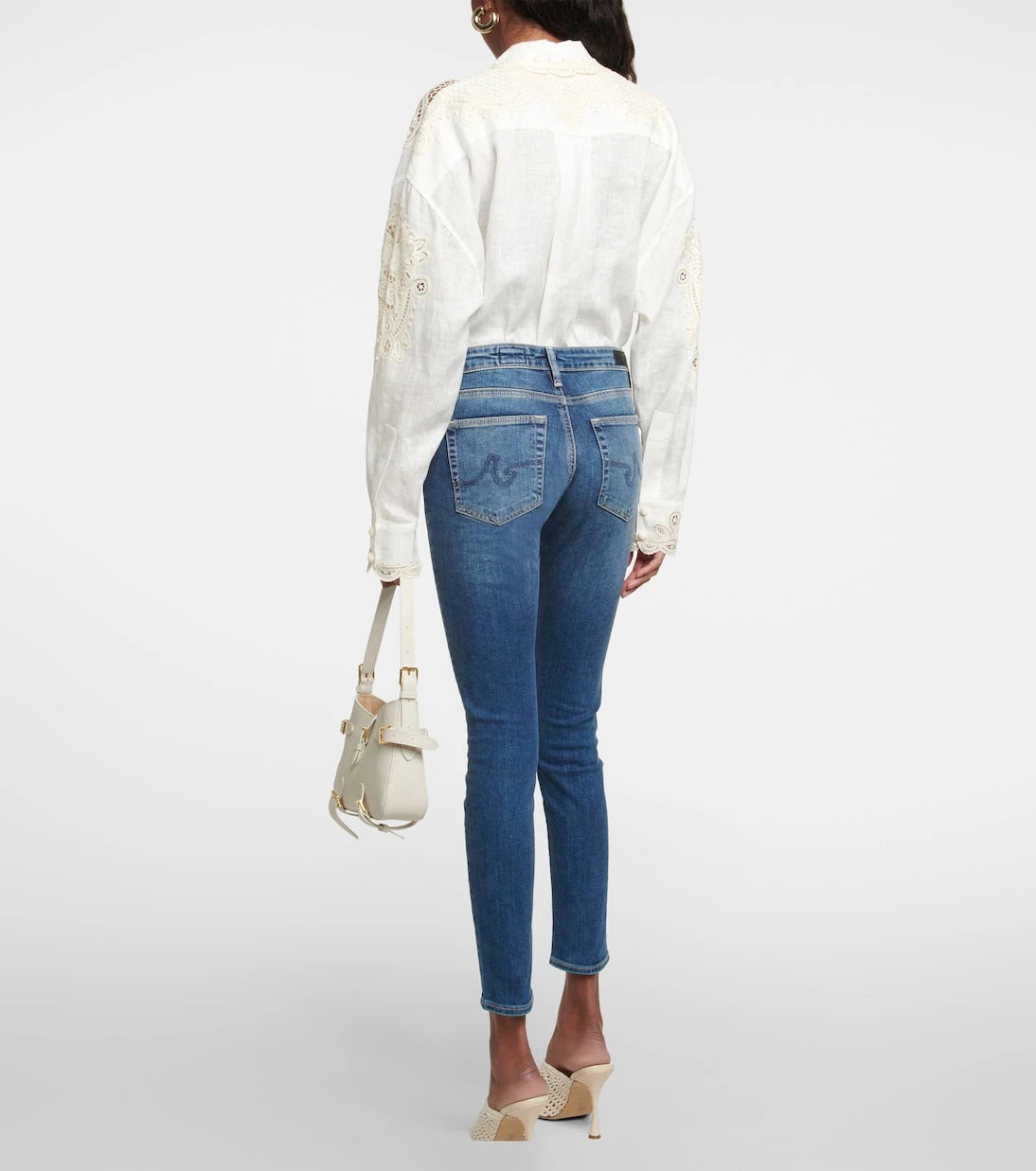 AG Jeans - بنطلون جينز سكيني مبيّض