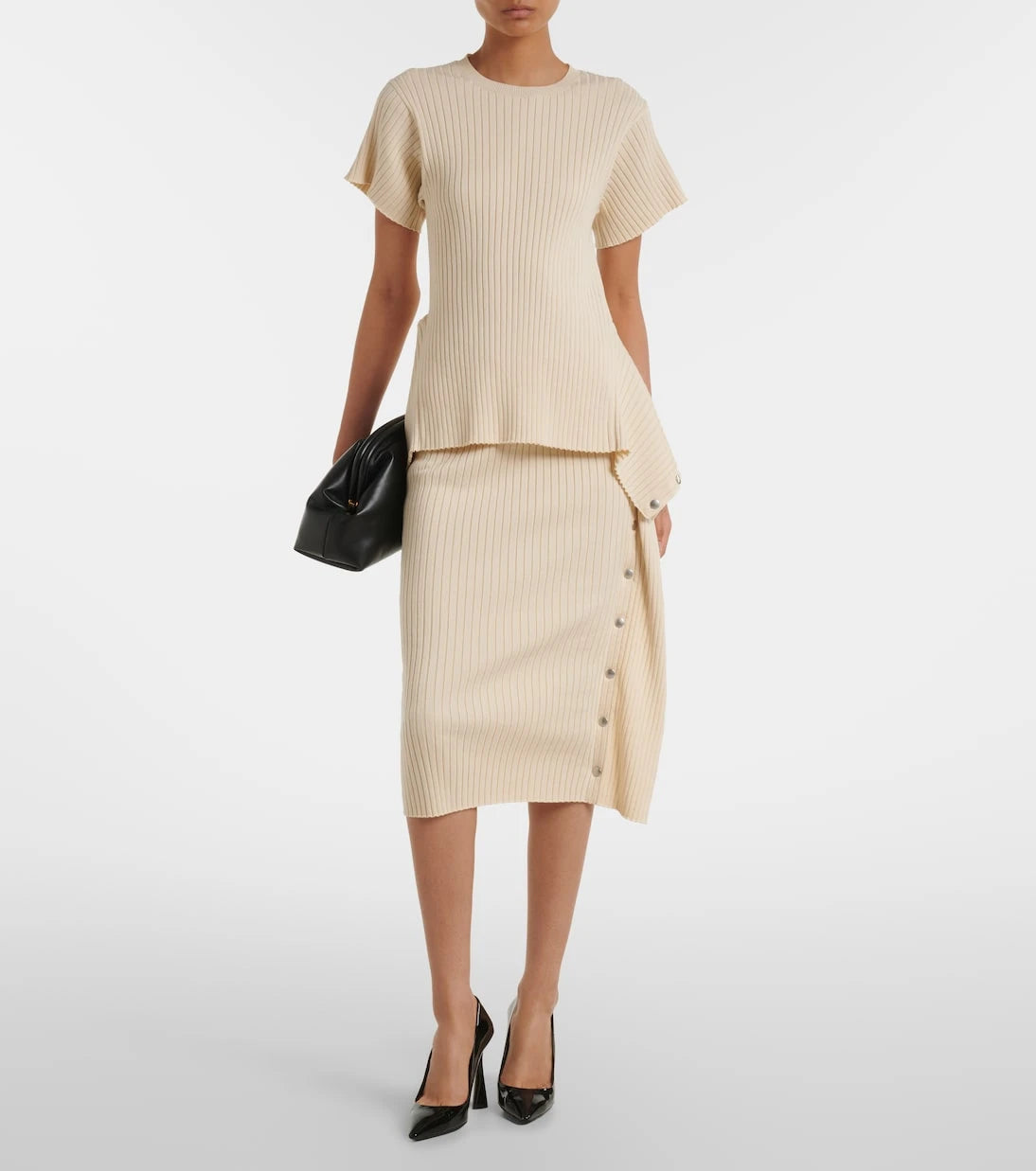 Stella McCartney - Ribbed-knit cotton midi skirt