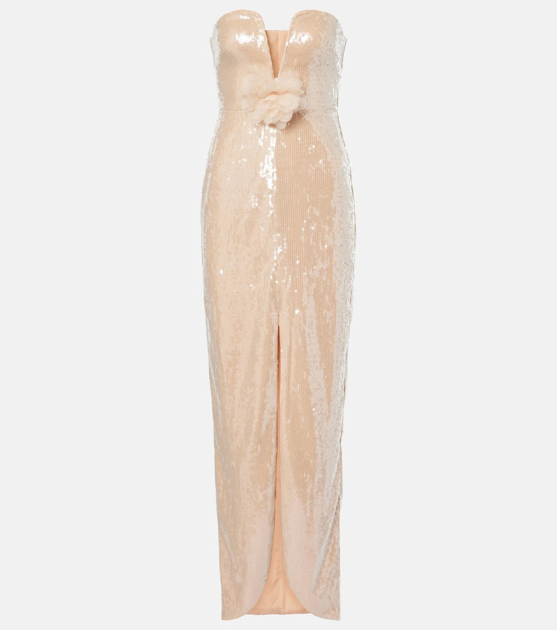 Self-Portrait - Floral-appliqué sequined gown