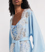 Rosamosario Blue Silk Lace-Trim Robe