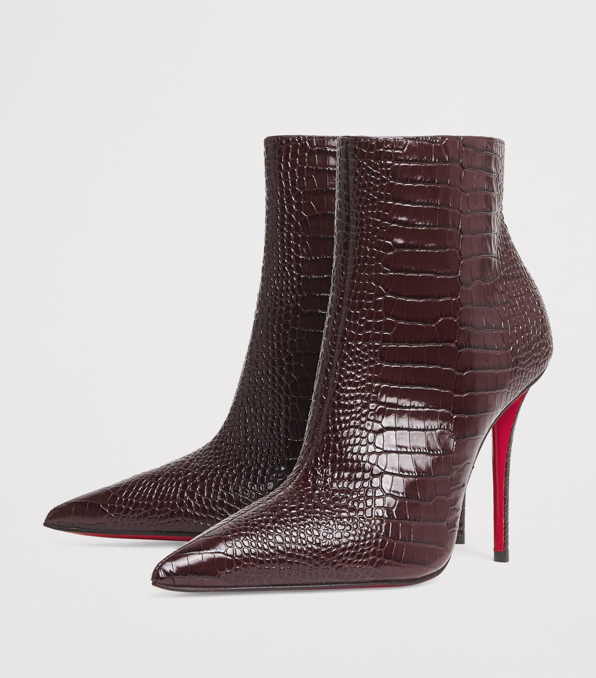 Christian Louboutin Red Miss Z Booty Alligator-Embossed Leather Ankle Boots 100