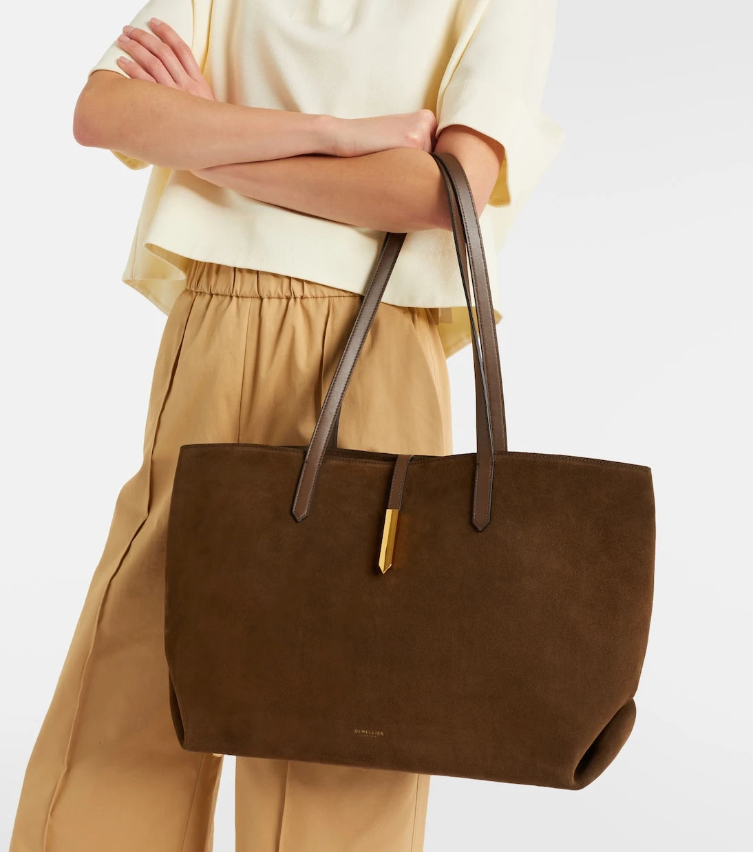 DeMellier - Tokyo leather-trimmed suede tote bag