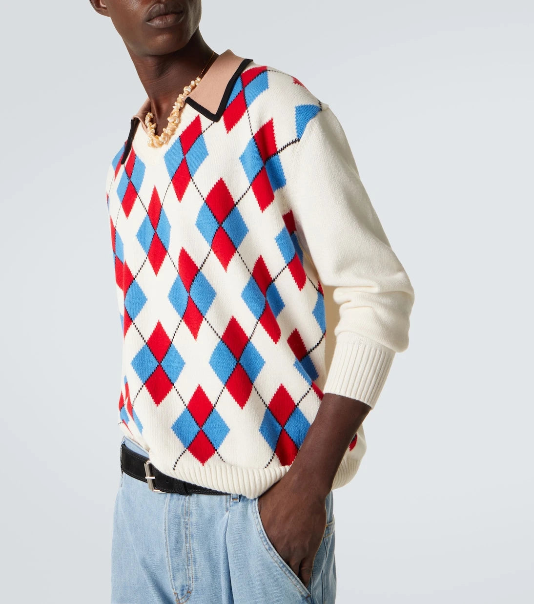 Dries Van Noten - Argyle cotton-blend polo sweater