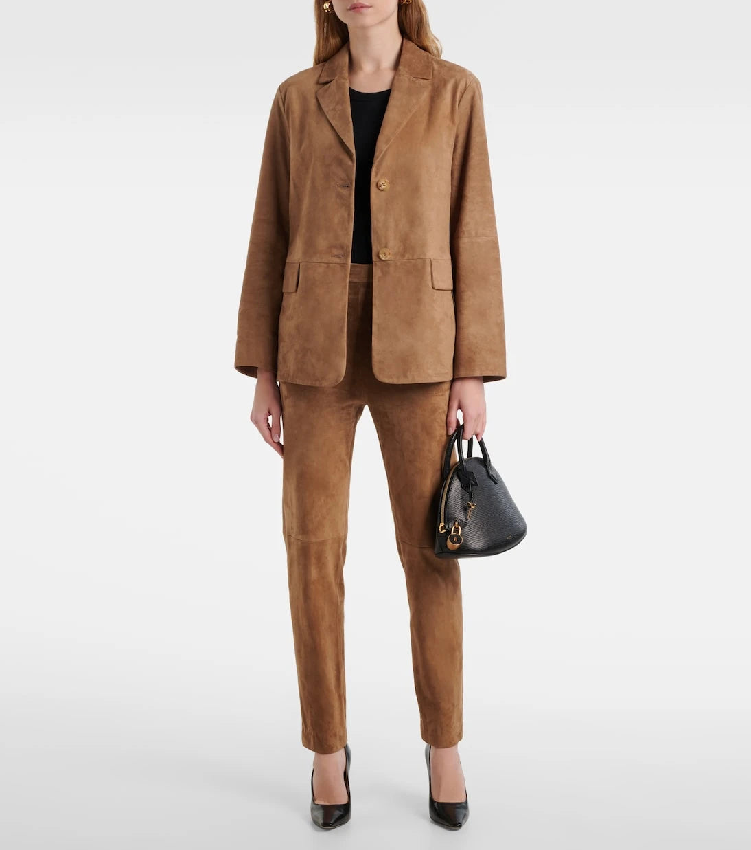 'S Max Mara - بنطلون "أمليتو" ضيق من جلد الشامواه