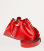 Red Medium Leather Cinch Bucket Bag