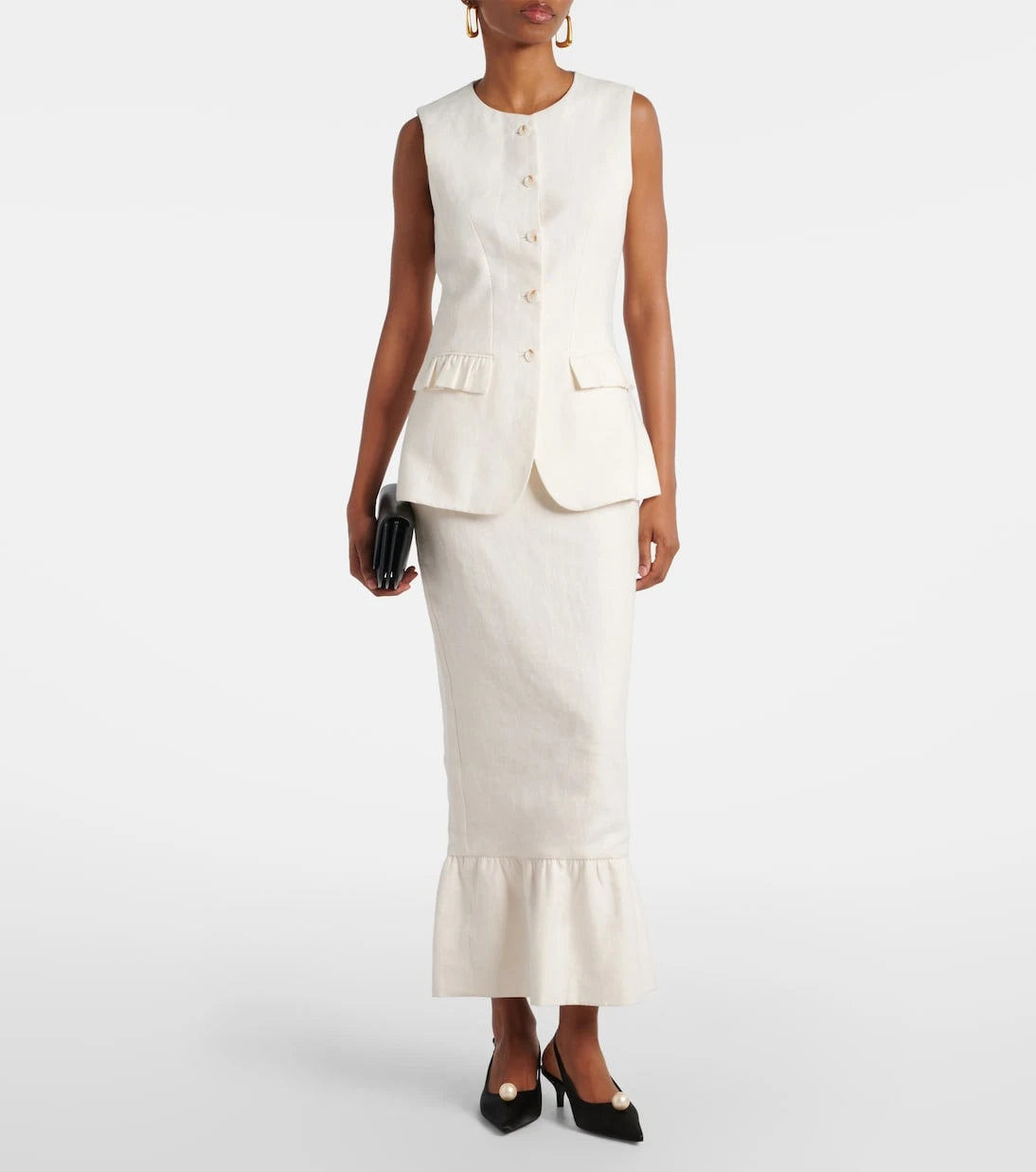 Posse - Matilda tiered linen pencil skirt