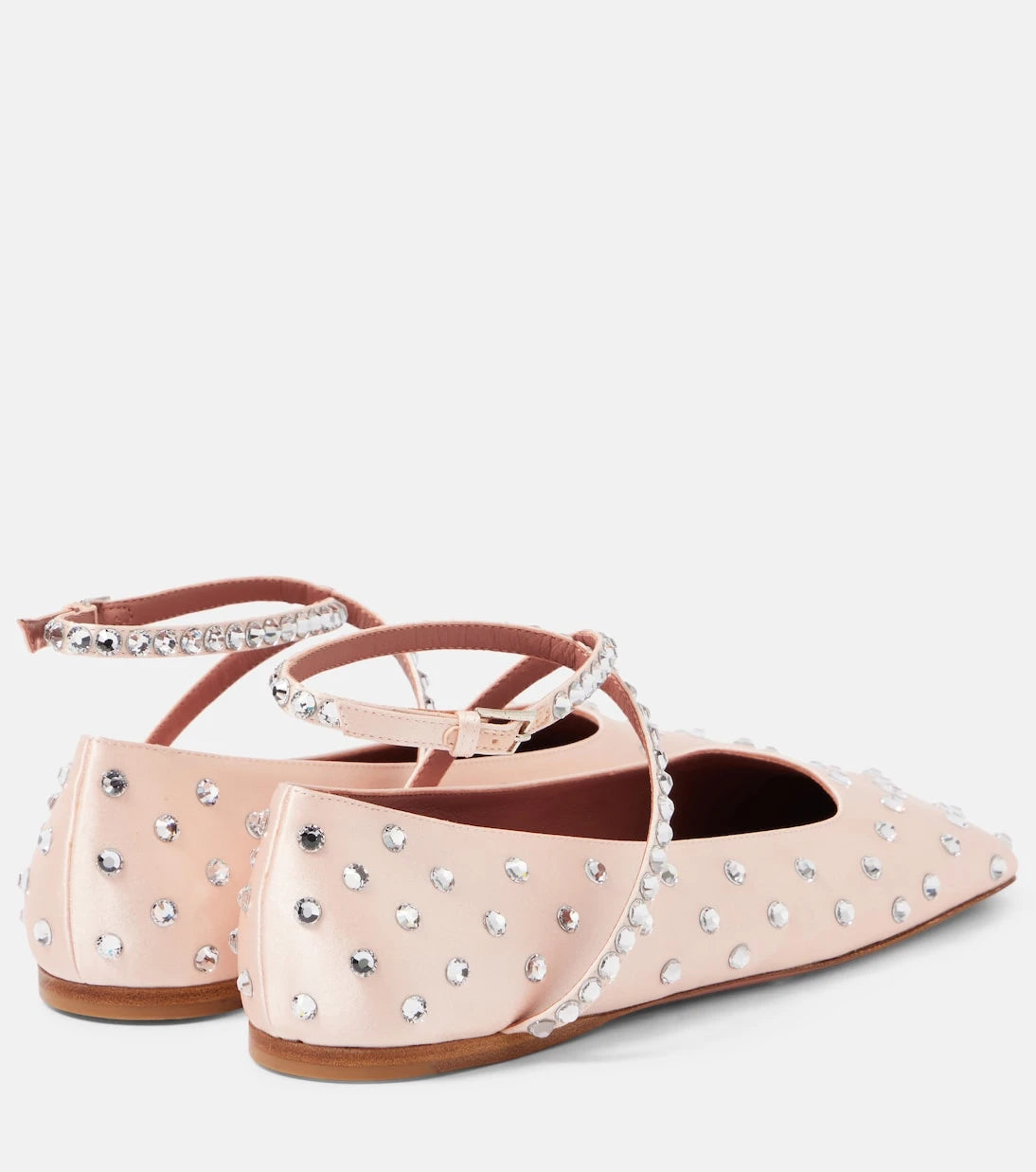 Amina Muaddi - Ane crystal-embellished satin ballet flats