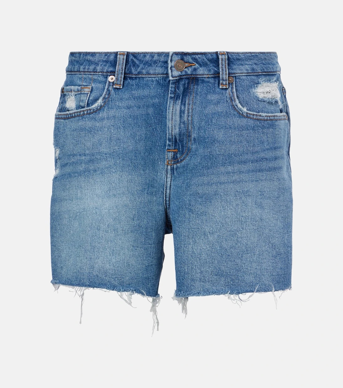 7 For All Mankind - Distressed mid-rise denim shorts