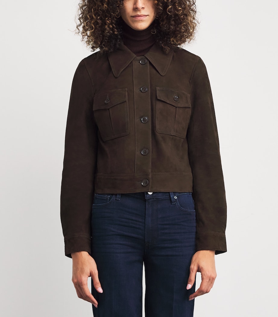 PAIGE Brown Suede Feyd Leather Jacket