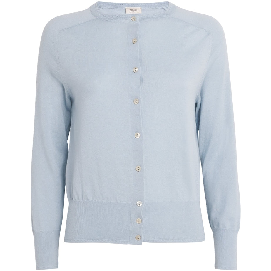 Agnona Blue Cashmere Buttoned Cardigan