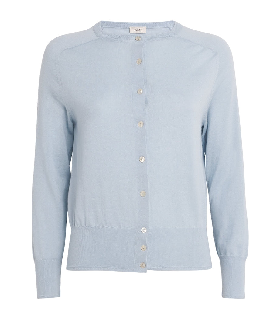 Agnona Blue Cashmere Buttoned Cardigan