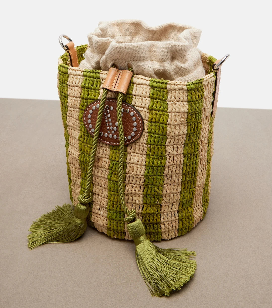 Valentino Garavani - VLogo Mini striped raffia tote bag